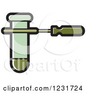 Clipart Of A Green Test Tube And Holder Icon Royalty Free Vector Illustration