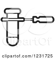 Clipart Of A Black And White Test Tube And Holder Icon Royalty Free Vector Illustration by Lal Perera