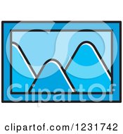 Clipart Of A Blue Mountain Picture Icon Royalty Free Vector Illustration