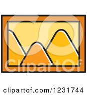 Clipart Of An Orange Mountain Picture Icon Royalty Free Vector Illustration