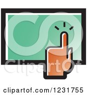 Clipart Of A Brown Hand Over A Touch Screen Icon Royalty Free Vector Illustration by Lal Perera
