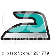 Clipart Of A Turquoise Iron Icon Royalty Free Vector Illustration