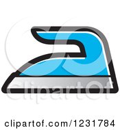 Clipart Of A Blue Iron Icon Royalty Free Vector Illustration