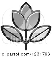 Clipart Of A Silver Flower Icon Royalty Free Vector Illustration