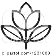 Clipart Of A Black And White Flower Icon Royalty Free Vector Illustration