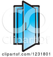 Clipart Of A Blue Open Door Icon Royalty Free Vector Illustration