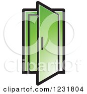 Clipart Of A Green Open Door Icon Royalty Free Vector Illustration by Lal Perera