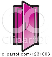 Clipart Of A Purple Open Door Icon Royalty Free Vector Illustration
