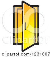 Clipart Of A Yellow Open Door Icon Royalty Free Vector Illustration