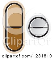 Clipart Of A Brown And White Pills Icon Royalty Free Vector Illustration