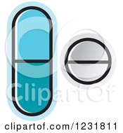 Clipart Of A Blue And White Pills Icon Royalty Free Vector Illustration