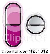 Clipart Of A Purple And White Pills Icon Royalty Free Vector Illustration