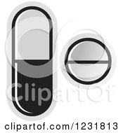 Clipart Of A Black And Gray And White Pills Icon Royalty Free Vector Illustration
