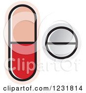 Clipart Of A Red And White Pills Icon Royalty Free Vector Illustration