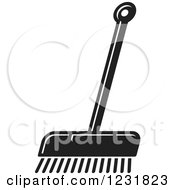 Clipart Of A Black And White Push Broom Icon Royalty Free Vector Illustration