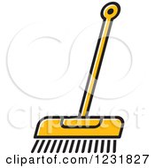 Clipart Of An Orange Push Broom Icon Royalty Free Vector Illustration