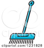 Clipart Of A Blue Push Broom Icon Royalty Free Vector Illustration