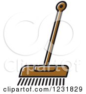 Clipart Of A Brown Push Broom Icon Royalty Free Vector Illustration by Lal Perera