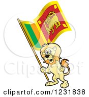 Patriotic Lion Holding A Sri Lanka Flag