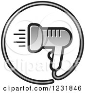 Clipart Of A Silver Hair Blow Dryer Icon Royalty Free Vector Illustration by Lal Perera