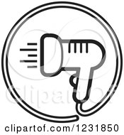 Clipart Of A Black And White Hair Blow Dryer Icon Royalty Free Vector Illustration by Lal Perera