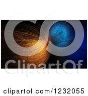Poster, Art Print Of 3d Chaotic Fiber Optics Structure In Blue And Orange
