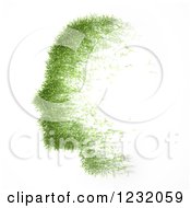 Clipart Of A 3d Profiled Face Formed Of Grass Over White Royalty Free Illustration by Mopic