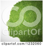 Poster, Art Print Of 3d Green Leaves Forming A Profiled Face