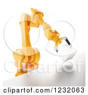 3d Assembly Robotic Arm Holding A Box On White