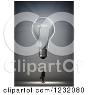 Poster, Art Print Of 3d Businessman Under A Giant Idea Light Bulb