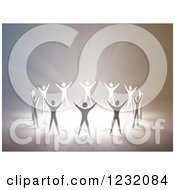 Poster, Art Print Of 3d Group Of People Holding Their Arms Up In Worship Around Light
