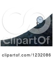 Poster, Art Print Of 3d Man Pushing A Giant Clock Up A Mountain Side Over White
