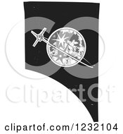 Clipart Of A Woodcut Moon And Stars Royalty Free Vector Illustration