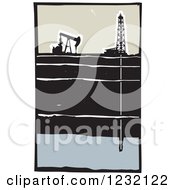 Woodcut Oil Rig And Fracking Drill