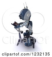 Poster, Art Print Of 3d Android Robot Exercising On A Stationary Gym Bike