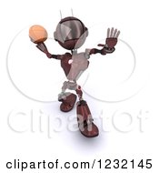 Poster, Art Print Of 3d Red Android Robot Playing American Football 2