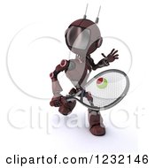 Poster, Art Print Of 3d Red Android Robot Playing Tennis