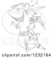Poster, Art Print Of Outlined Pirate Shark