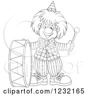 Poster, Art Print Of Outlined Clown Playing A Drum