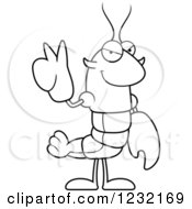 Clipart Of A Black And White Peaceful Crawfish Royalty Free Vector Illustration by Cory Thoman