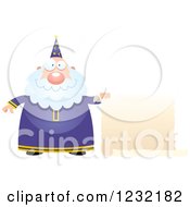 Poster, Art Print Of Happy Male Wizard Holding A Scroll Sign
