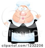 Clipart Of A Friendly Waving Female Thanksgiving Pilgrim Royalty Free Vector Illustration by Cory Thoman