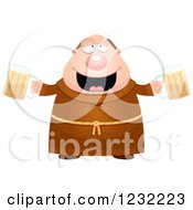 Clipart Of A Drunk Monk With Beer Royalty Free Vector Illustration