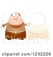 Poster, Art Print Of Happy Monk With A Scroll Sign