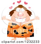 Clipart Of A Loving Cavewoman Wanting A Hug Royalty Free Vector Illustration