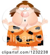 Clipart Of A Careless Shrugging Cavewoman Royalty Free Vector Illustration by Cory Thoman