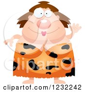 Clipart Of A Friendly Waving Cavewoman Royalty Free Vector Illustration