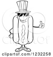 Poster, Art Print Of Black And White American Hot Dog Mascot With Shades And A Thumb Up