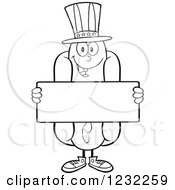 Poster, Art Print Of Black And White American Hot Dog Mascot Holding A Sign