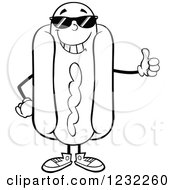 Poster, Art Print Of Black And White Hot Dog Mascot In Shades Holding A Thumb Up